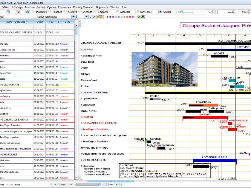 nouvelle version 2023 du logiciel de planning de achantier et autres plannings Faberplan Mac et PC v18.01