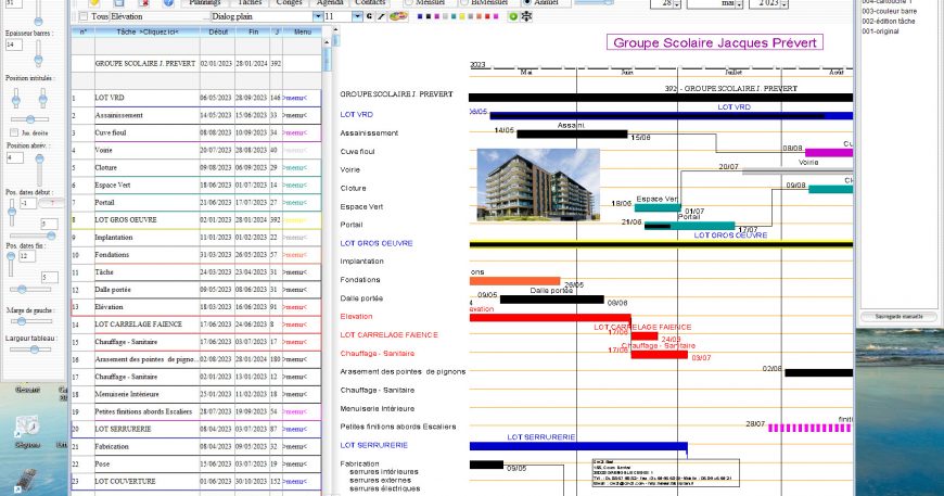 logiciel de planning de chantier d'architecture et autres plannings Faberplan Mac et PC v18.03