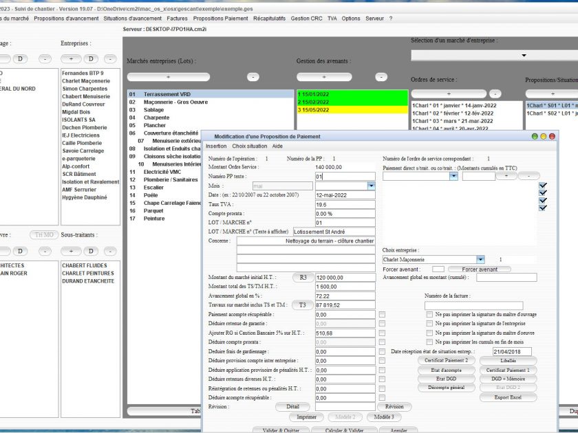 amélioraion de la liaison avec le formulaire exe10 dans le logiciel de suivi de chantier gescant mac et pc 19.07