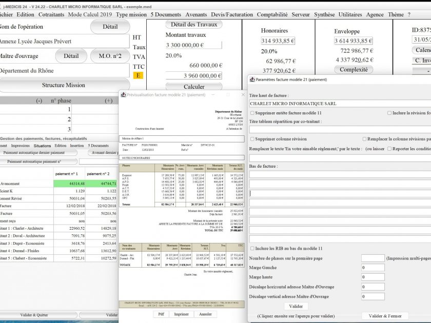 amélioration du modèle 21 de facture d'honoraires de maîtrise d'oeuvre Médicis Mac et PC v24.22