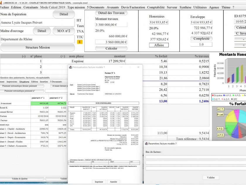nouveau modèle 7 de devis du logiciel de proposition d'honoraires de Maîtrise d'Oeuvre Médicis Mac et PC v24.20
