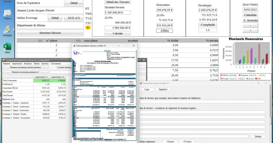 nouveaux caractères gras italiques soulignés sur modèle 14 de facture du logiciel de facturation des honoraires de maîtrise d'oeuvre Médicis Mac et PC v25.14