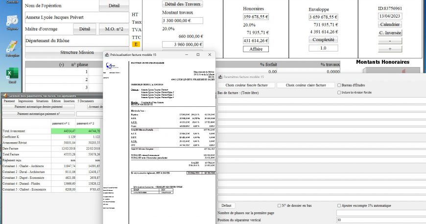 amélioration du modèle 15 de facture du logiciel de facturation des honoraires de maîtrise d'oeuvre Médicis Mac et PC v25.15