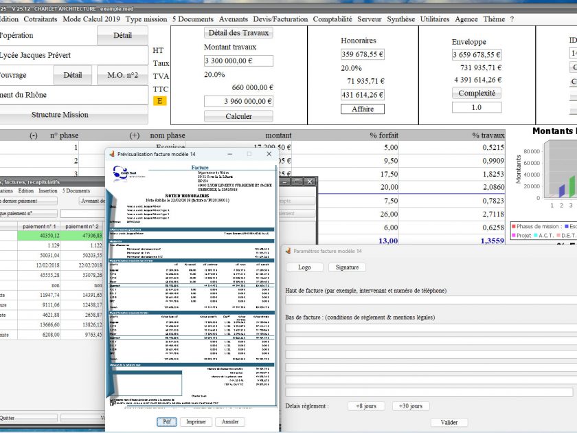 amélioration du modèle 14 de facture du logiciel de facturation des honoraires de maîtrise d'oeuvre Médicis Mac et PC v25.12
