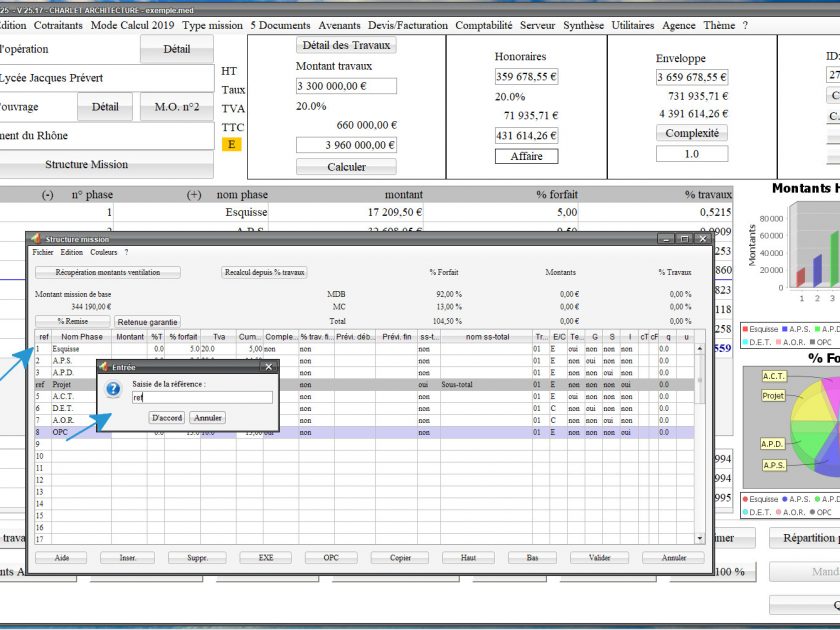 nouvelle gestion des références de devis et factures du logiciel de proposition et de facturation des honoraires de maîtrise d'oeuvre Médicis Mac et PC v25.17
