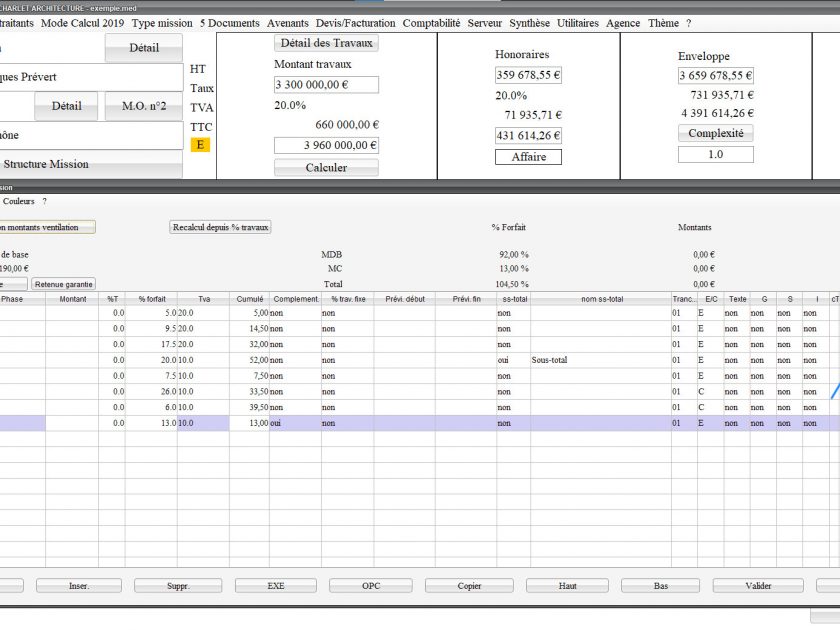 nouvelle gestion des unités dans le logiciel de proposition des honoraires de maîtrise d'oeuvre Médicis Mac et PC v25.16