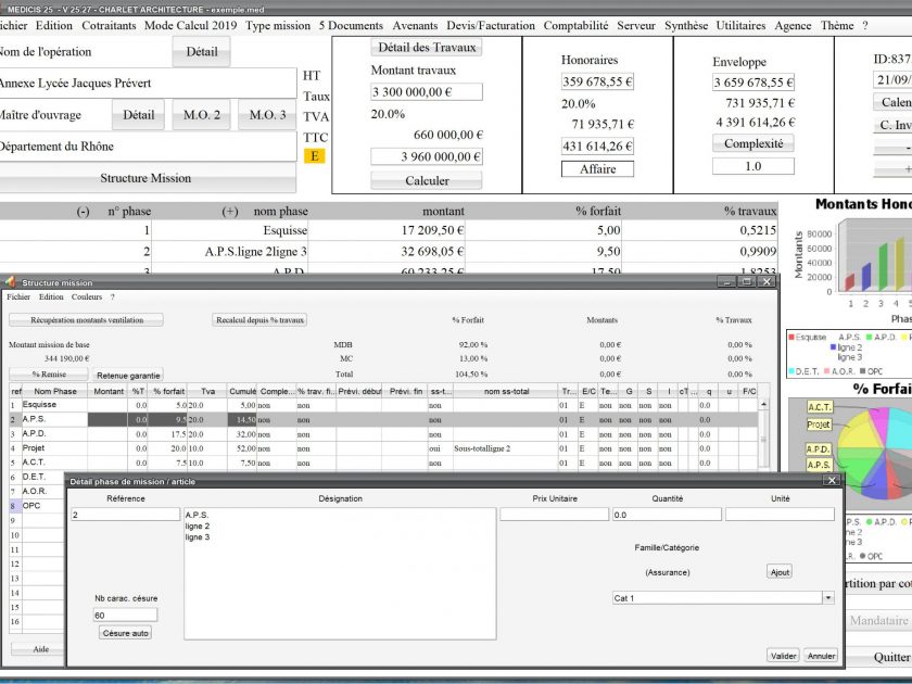 amélioration de l'édition des phases de mission du logiciel de proposition d'honoraires de maîtrise d'oeuvre Médicis Mac et PC v25.27