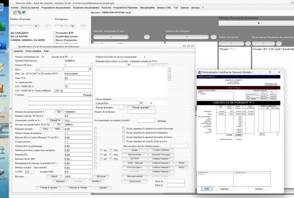 nouvelle gestion des révisions de prix sur le certificat de paiement 3 du logiciel de suivi de chantier Gescant Mac et PC v20.08
