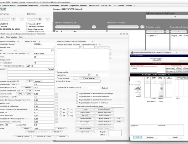 nouvelle gestion des révisions de prix sur le certificat de paiement 3 du logiciel de suivi de chantier Gescant Mac et PC v20.08