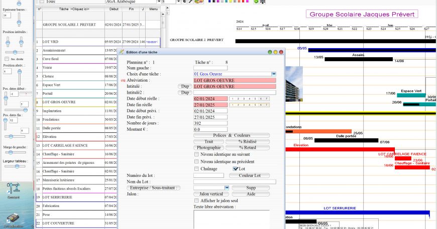 nouvelle gestion des dates prévisionnelles du logiciel de planning de chantier et d'architecture Faberplan Mac et PC v19.04