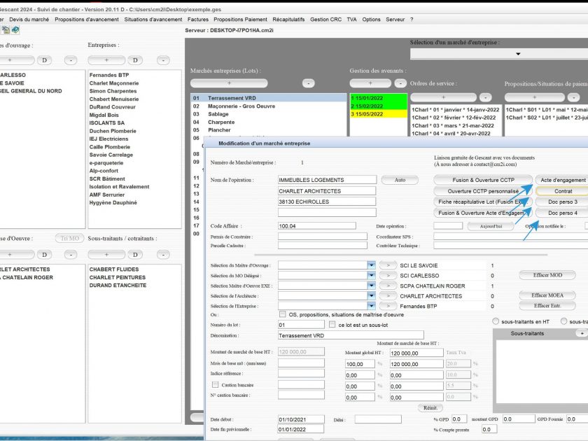 4 nouveaux documents perso du logiciel de suivi de chantier Gescant Mac et PC v20.12