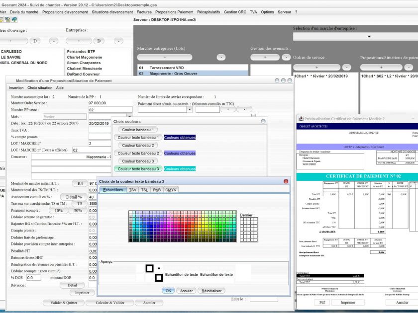 amélioration du certificat de paiement 2 du logiciel de suivi de chantier Gescant Mac et PC v20.12