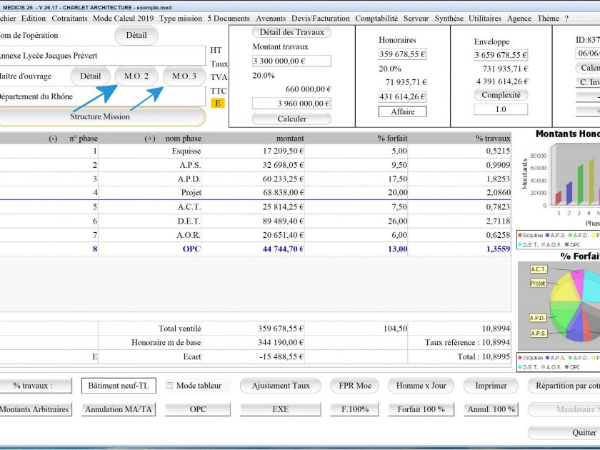 amélioration de la création des maître d'ouvrage 2 ou 3 du logiciel de proposition d'honoraires de maîtrise d'oeuvre Médicis Mac et PC v26.17