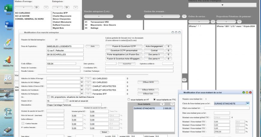 amélioration de gestion multi-tva des sous traitants des lots du logiciel de suivi de chantier Gescant Mac et PC v20.14