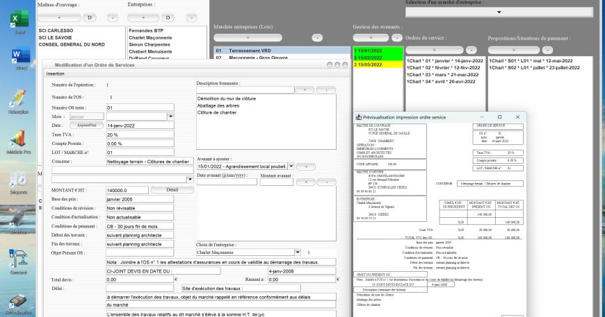 nouveau pdf automatique du modèle 1 d'ordre de service du logiciel de suivi de chantier Gescant Mac et PC v20.13