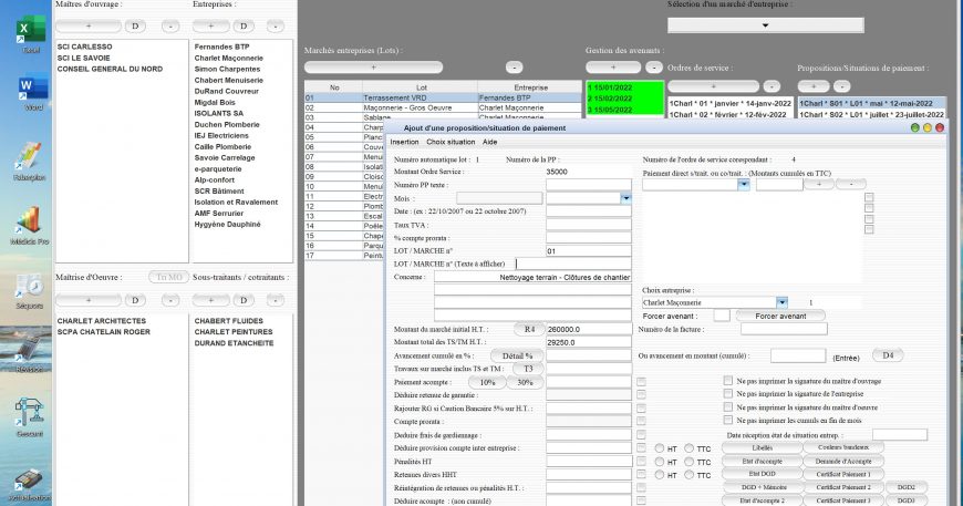 amélioration de la création des situations du logiciel de suivi de chantier Gescant mac et pc v20.18