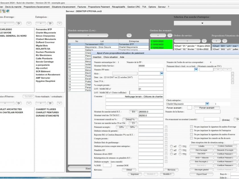 amélioration de la création des situations du logiciel de suivi de chantier Gescant mac et pc v20.18