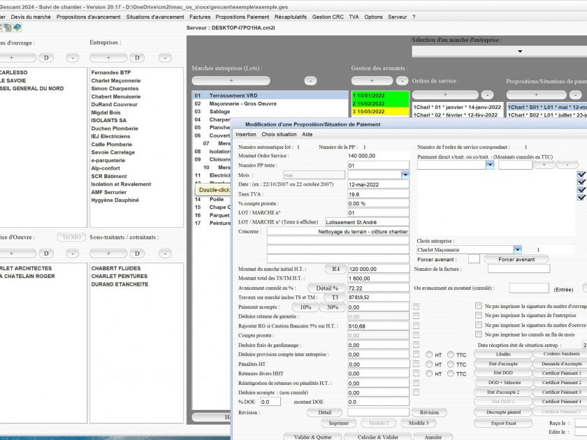 amélioration de la gestion des situations du logiciel de suivi de chantier Gescant Mac et PC v20.17