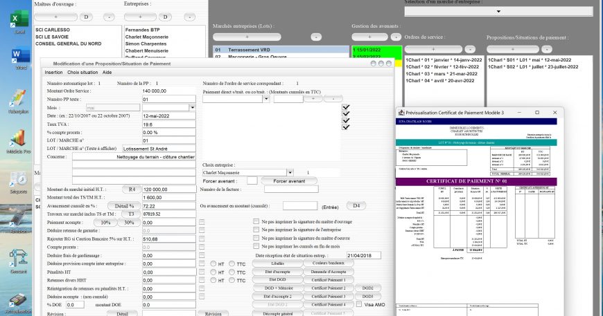 amélioration du modèle 3 de certificat de paiement du logiciel de suivi de chantier Gescant Mac et PC v2017