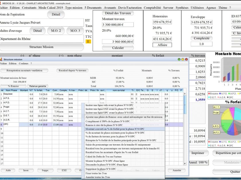 4 nouvelles bulles d'aide dans structure de mission logiciel proposition d'honoraires Architecte Médicis Mac et PC v26.26