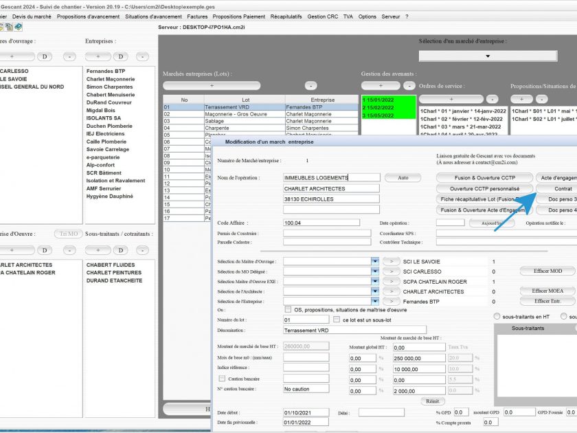 amélioration de la liaison des documents personnels des lots du marché du logiciel de suivi de chantier Gescant Mac et PC v20.19