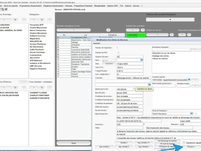 amélioration de la liaison de documents personnels dans les ordres de service du logiciel de suivi de chantier Gescant Mac et PC v20.19