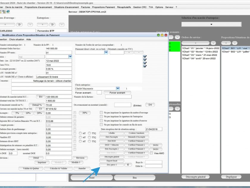 nouvelle liaison de document personnel dans les situations logiciel de suivi de chantier Gescant Mac et PC v20.19