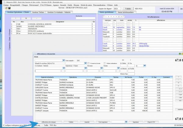 améliorations de la gestion des charges du logiciel de pointage des heures Séquora Mac et PC v20.06